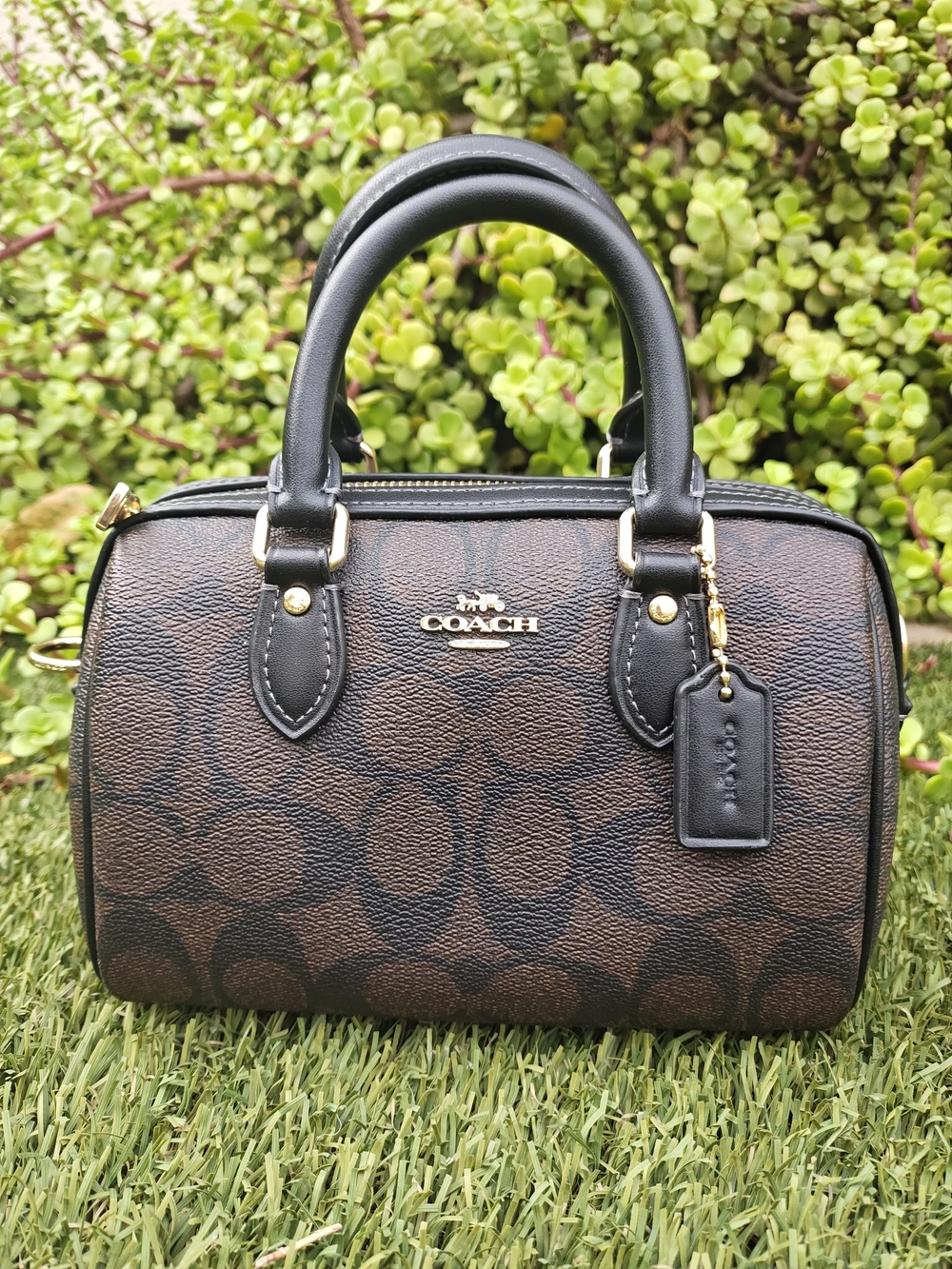 COACH Brown Signature Canvas Mini Satchel